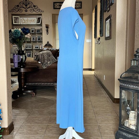 See You Monday*Midi Light Blue Dress w/Tied Waist - Picture 4 of 4